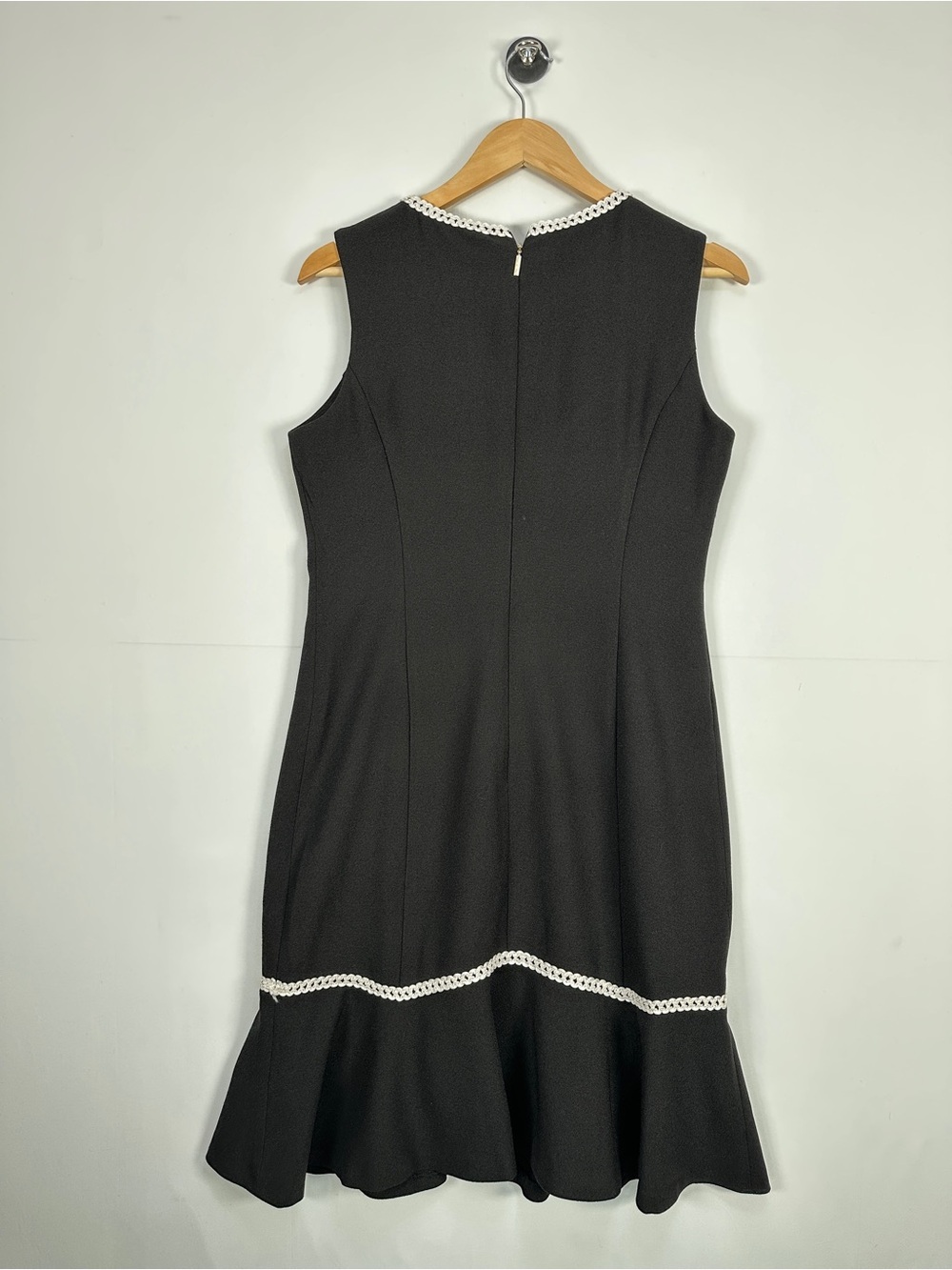 Karl Lagerfeld Black Dress Sleeveless Midi Contrast Trim Work Office Size M - Picture 4 of 8